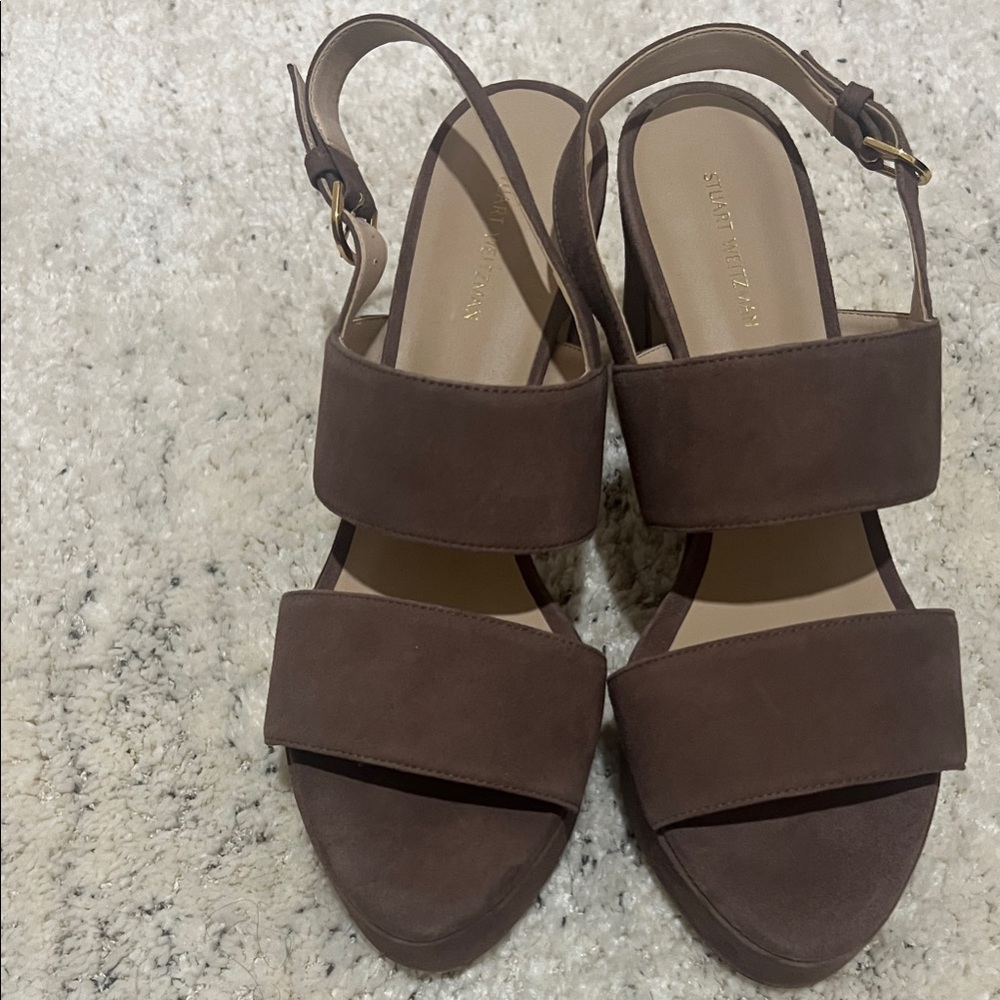 Stuart Weitzman Dark Brown Platform Sandals